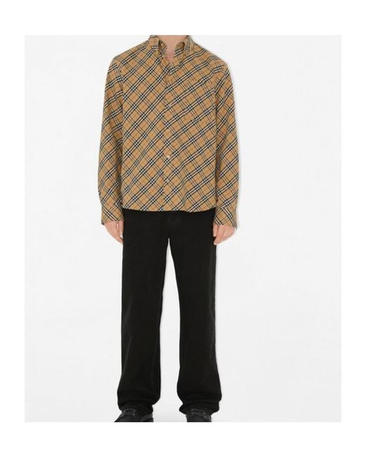 Burberry Brown Checked Long Sleeved Shirt for men
