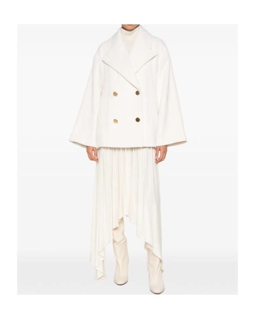 P.A.R.O.S.H. White Notch-Lapel Double-Breasted Coat