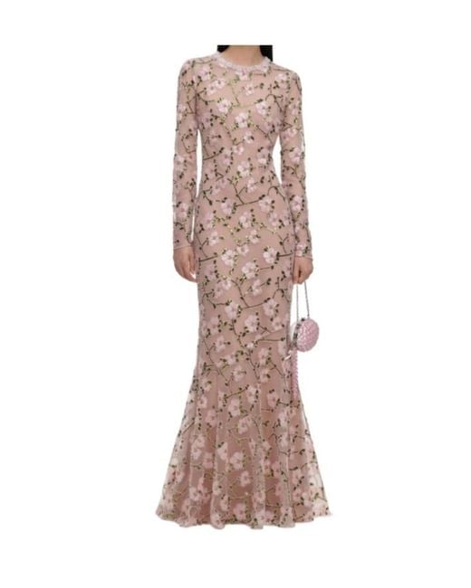 Self-Portrait Brown Floral Sequin Maxi Dress