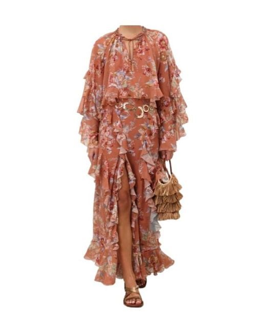 Zimmermann White Awaken Ruffle Floral Printed Blouse