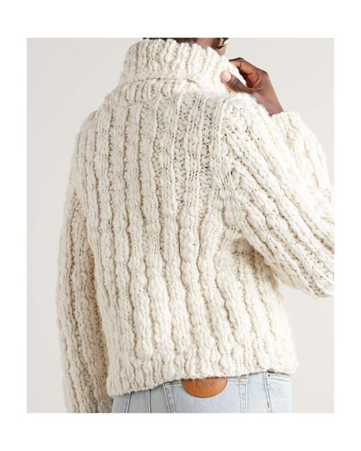 Chloé White Rib Turtleneck Sweater