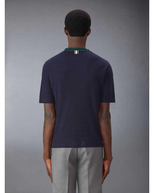 Thom Browne Black Pointelle-Knit Crewneck T-Shirt for men