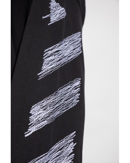 Off-White c/o Virgil Abloh Blue Logo Detailed Drawstring Hoodie for men