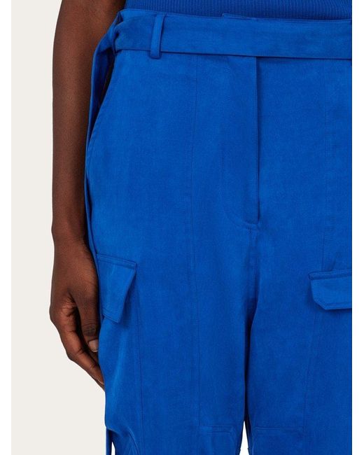 Ferragamo Blue Belted Cargo Trousers