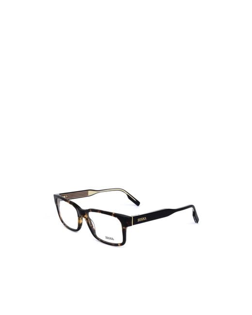 Zegna White Rectangular Frame Glasses for men