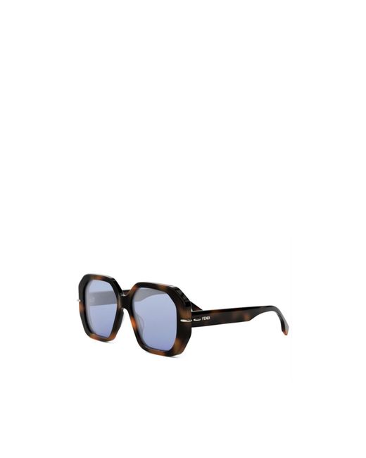 Fendi Blue Eyewear Selleria Geometric Frame Sunglasses