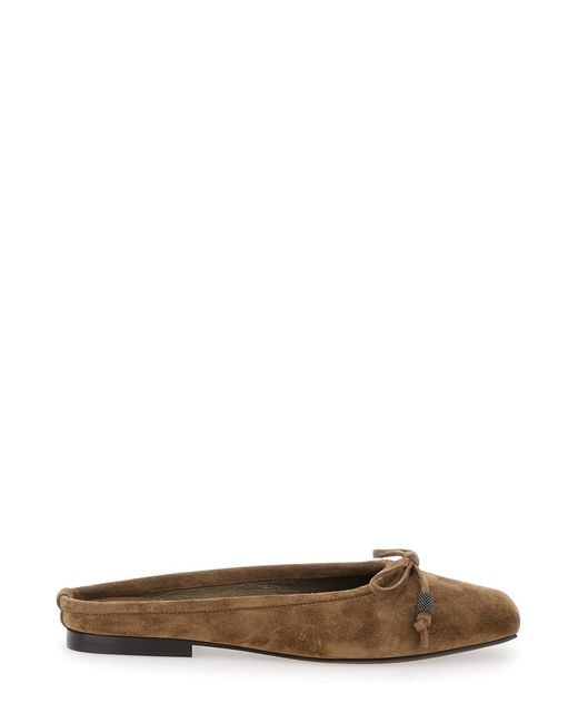 Brunello Cucinelli Brown Monil Detail Ballet Shoes