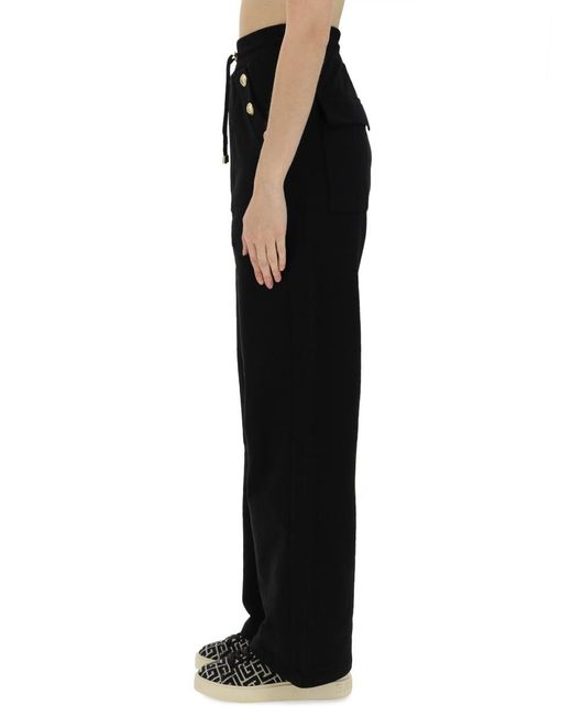 Balmain Black Loose-Fitting Buttoned Joggers
