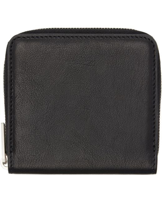 Rick Owens Black Logo Embossed Zip Around Wallet for men