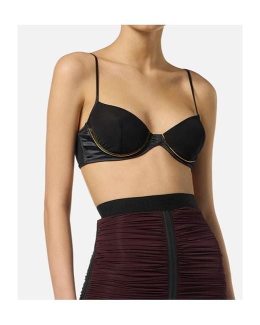 Elisabetta Franchi Black Satin-Effect Bra