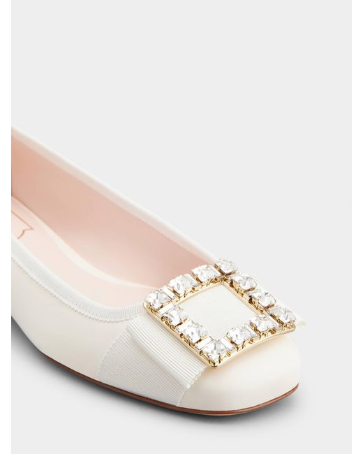Roger Vivier Natural Embellished Slip-On Ballerinas