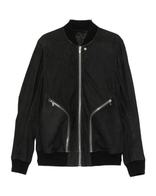 Rick Owens Black Zip-Detail Bomber Jacket for men
