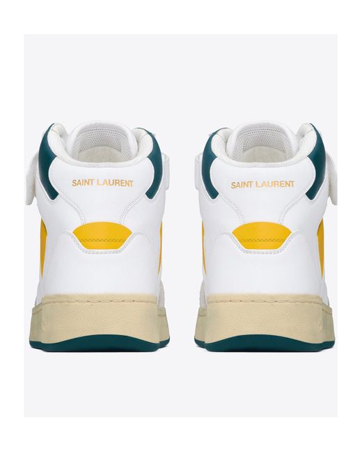 Saint Laurent White Lax Mid-Top Sneakers for men