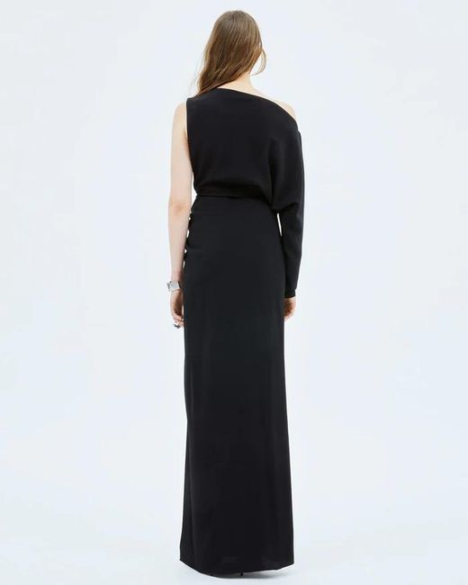RED Valentino Black One-Word Shoulder Asymmetrical Design Dress
