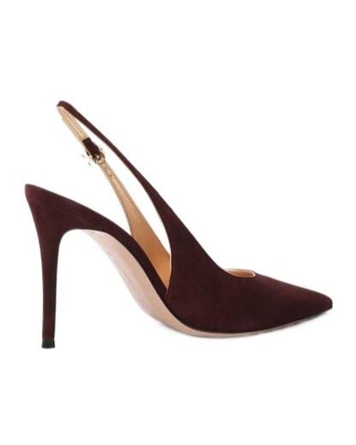 Gianvito Rossi Brown 95Mm Sling Suede Pumps