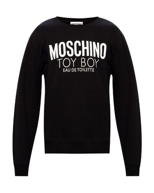 Moschino Black Logo-Print Drawstring Hoodie for men
