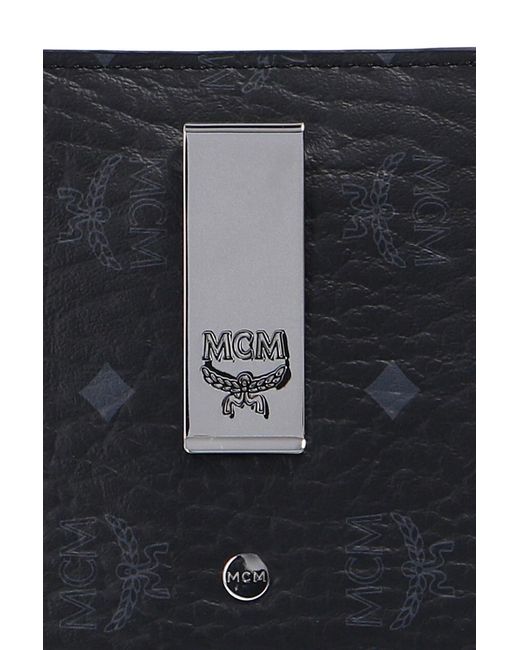 MCM Black Logo-Print Compact Cardholder for men