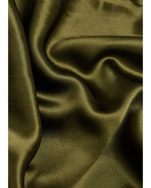 Reformation Green Jeany Halterneck Silk Maxi Dress