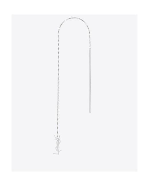 Saint Laurent White Cassandre Drop Earring