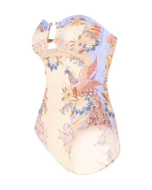 Zimmermann Natural Sleeveless One-Piece Swimsuit