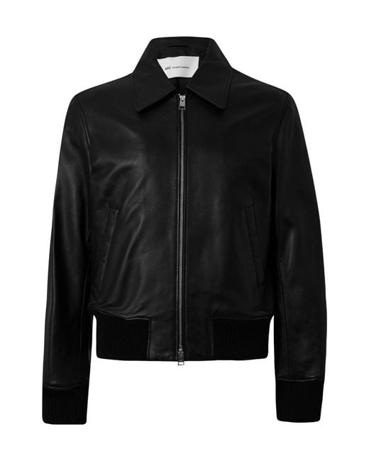 Ralph Lauren Black Collared Leather Jacket