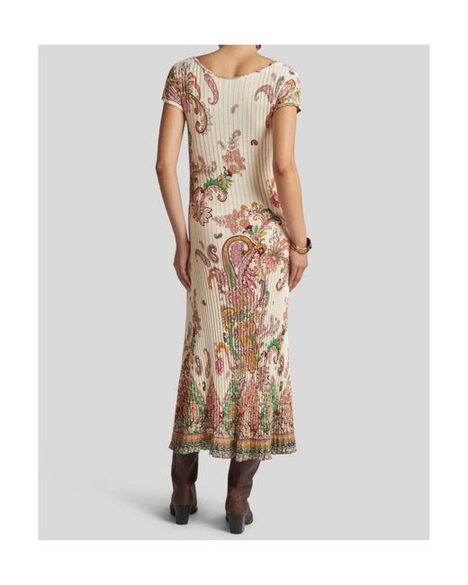 Etro Metallic Floral Motif Ribbed Dress