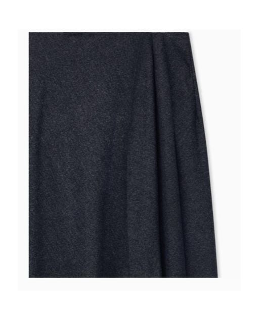 Giorgio Armani Blue Skirt Long Flannel Wool And Cashmere With Side Drape