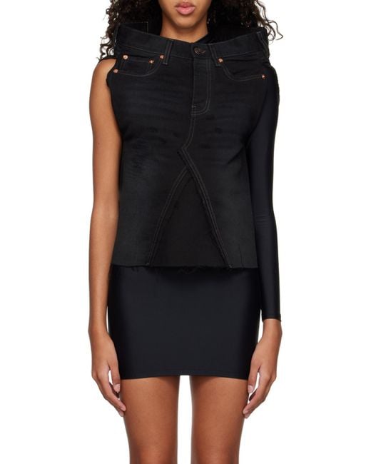 Balenciaga Black Rip-Detailed Denim Skirt
