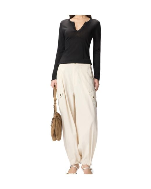 Pinko Black Bustier-Detail V-Neck Sweater