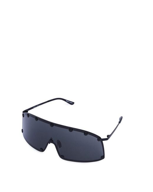 Rick Owens Blue Shield-Style Stainless Steel Frame Sunglasses for men