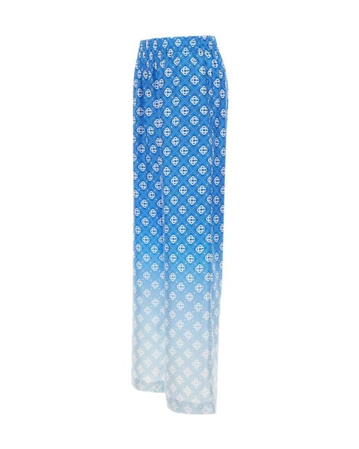 Casablanca Blue Gradient Monogram Wide-Leg Pants