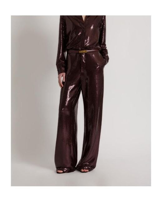 Alberta Ferretti Purple Sparkling Night Wide-Leg Sequined Trousers