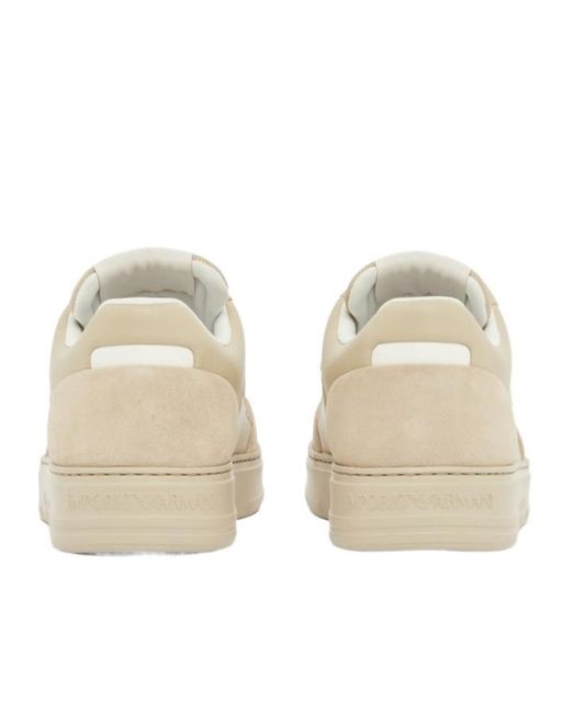 Emporio Armani Natural Panelled Logo Low-Top Sneakers for men