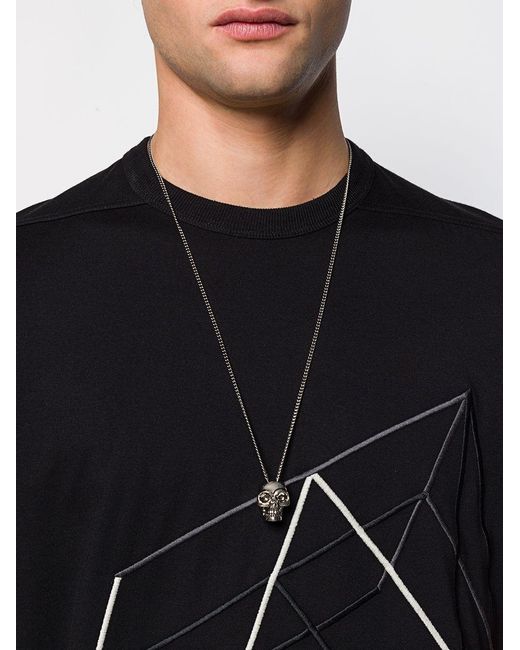 McQueen Metallic Divided Skull Pendant Necklace for men