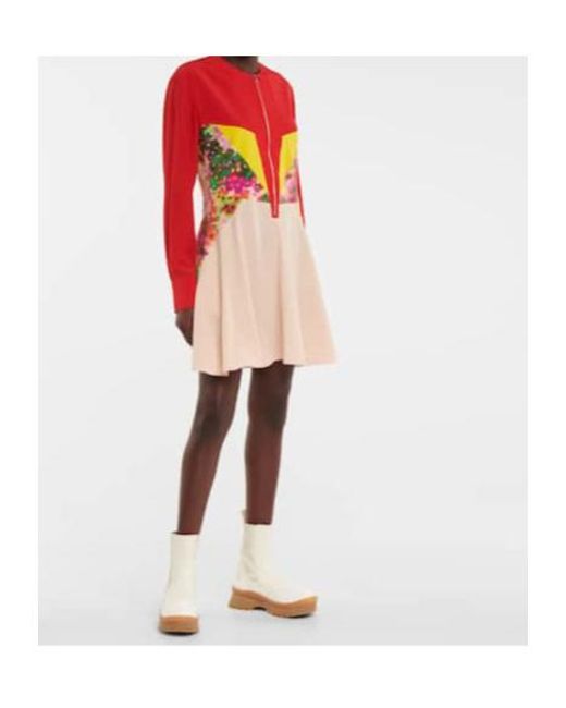 Stella McCartney Red Printed Silk Minidress
