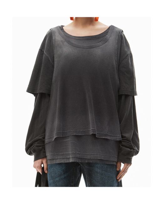 Alexander Wang Gray Oversize Triple-Layer T-Shirt for men
