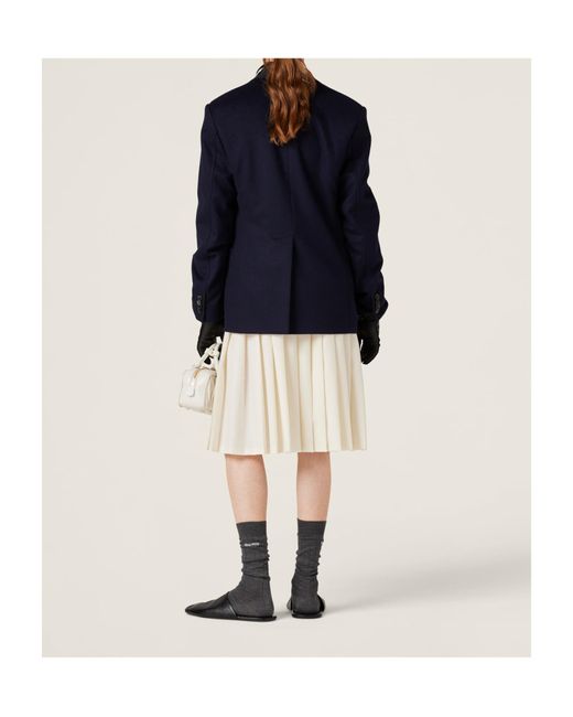 Miu Miu Blue Single-Breasted Velour Jacket