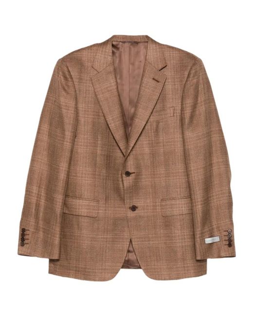 Canali Brown Long Sleeve Blazer for men