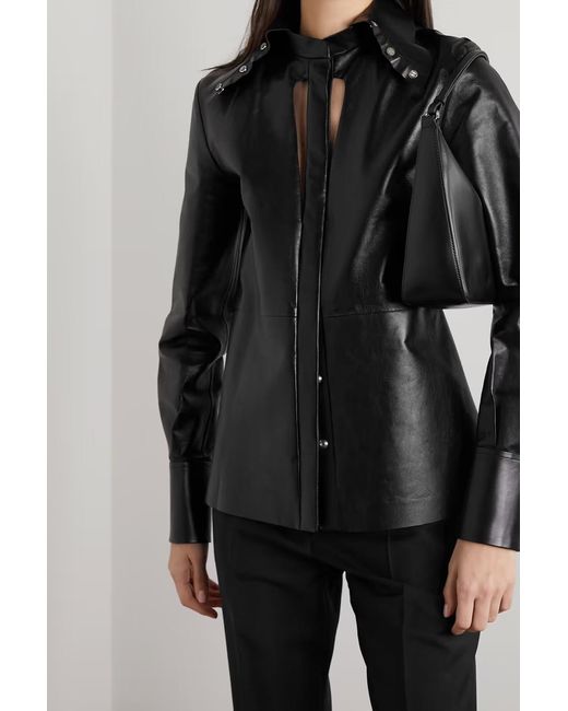 Givenchy Black Digging And Cutting Design Leather Blouse