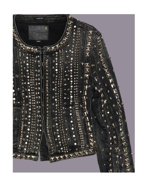R13 Black Embellished Cropped Jacket