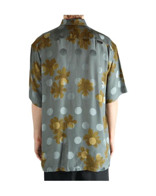 Dries Van Noten Green Sparse Flower Print Shirt for men