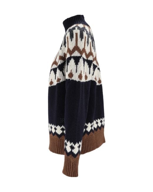 Ermanno Scervino Black Fair Isle-Knit Wool Sweater
