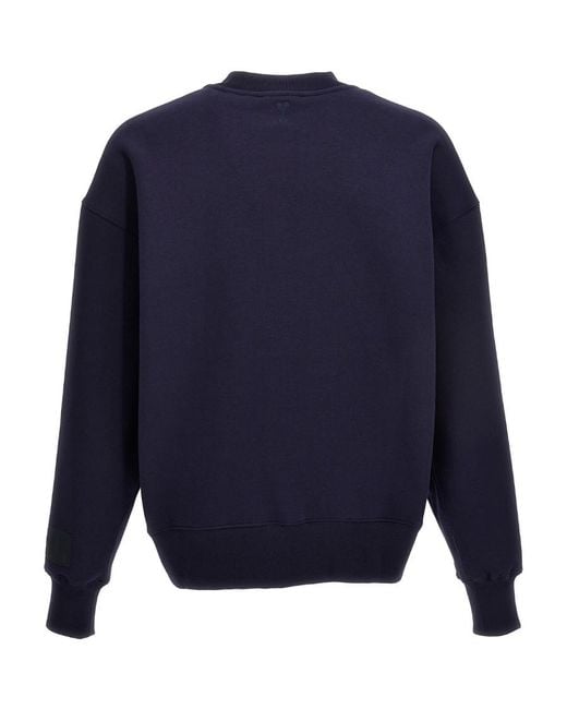 AMI Blue Crewneck Long-Sleeved Sweatshirt for men