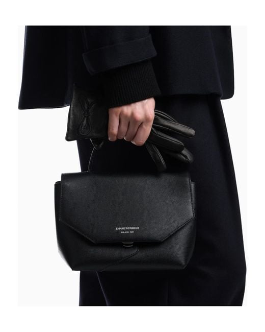 Emporio Armani Black Mini 1981 Leather Tote Bag