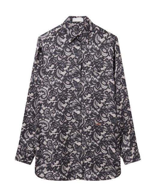 Stella McCartney Gray Lace-Printed Shirt