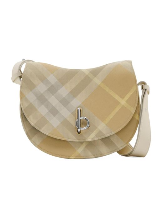 Burberry White Medium Rocking Horse Checkered Shoulder Bag