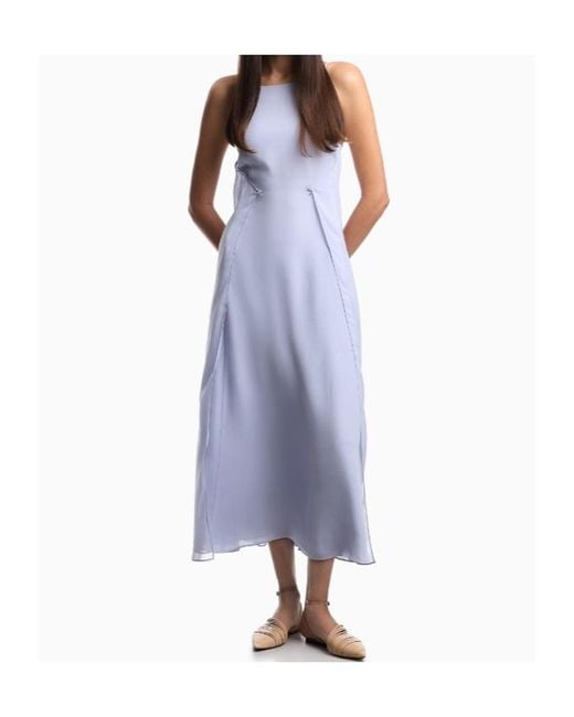 Emporio Armani White Spaghetti-Strap Midi Dress