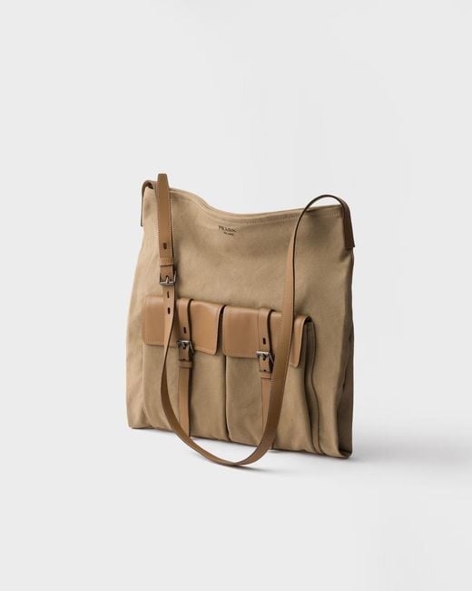 Prada Natural Route Canvas And Leather Shoulder Bag for men