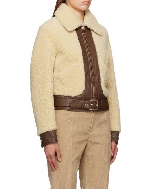 Chloé Natural Chloé Shearling Zipped Bomber Jacket