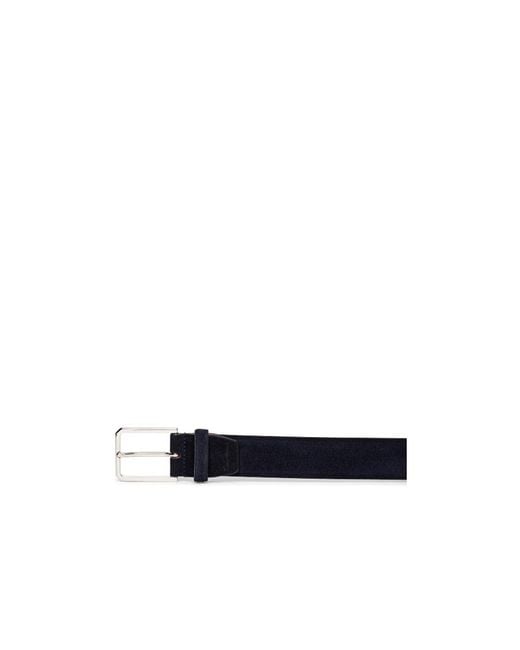 Santoni Blue Rectangular Buckle Leather Belt for men